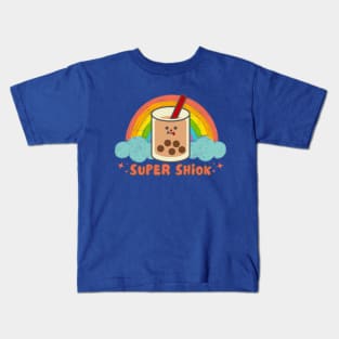 Super Shiok Bubble Tea Cute Colourful Rainbow Funny Singlish Kids T-Shirt